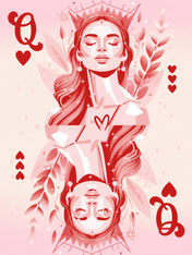 Pink Queen of Hearts Wall Art Print - unframed