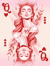 Pink Queen of Hearts Wall Art Print