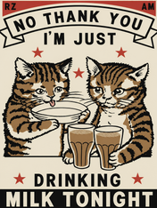 Vintage Cat Milk Poster Wall Art Print - unframed