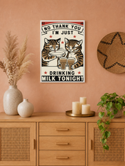 Vintage Cat Milk Poster Wall Art Print - white framed