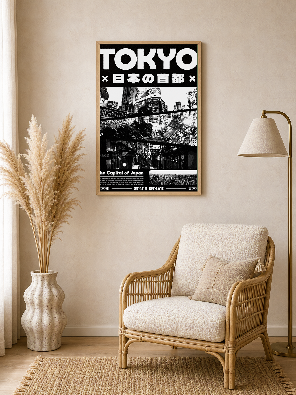 Tokyo Japan Cityscape Wall Art Print Poster - wood framed poster