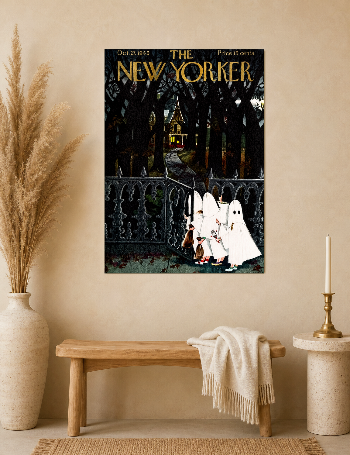 Vintage New Yorker Halloween Wall Art Print - unframed mockup