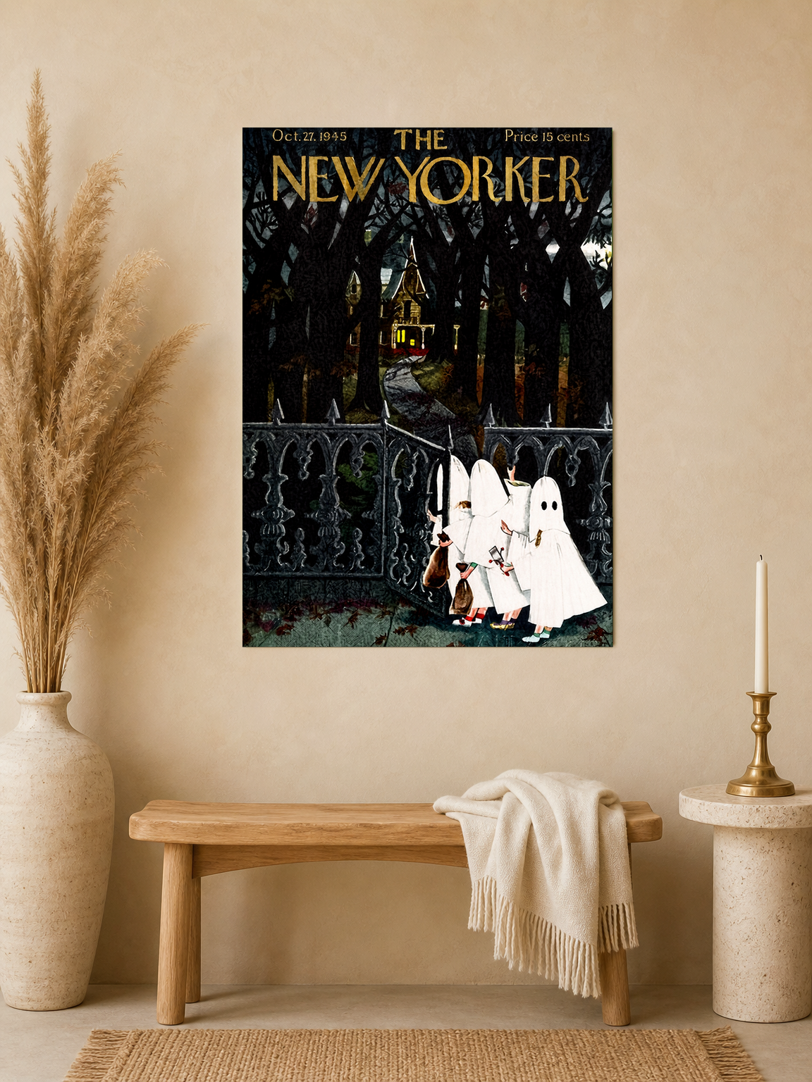 Vintage New Yorker Halloween Wall Art Print - unframed mockup