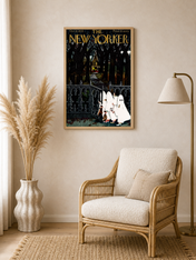 Vintage New Yorker Halloween Wall Art Print - wood framed poster