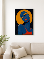 Modern Abstract Portrait Wall Art Print - black framed