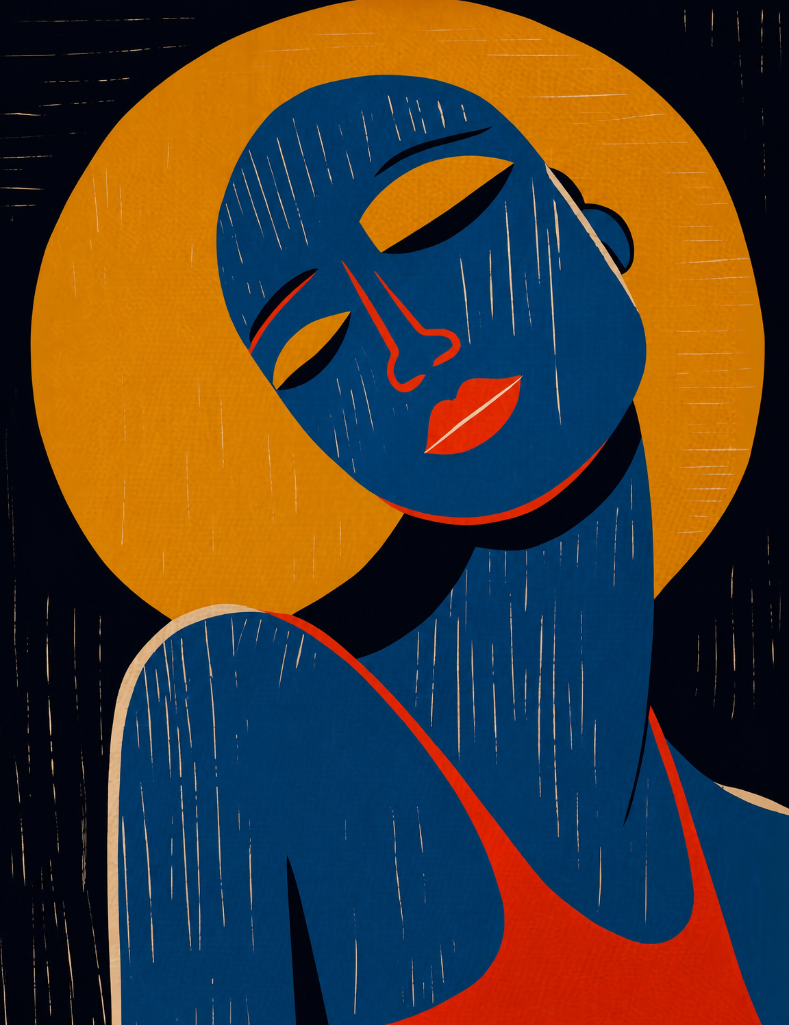 Modern Abstract Portrait Wall Art Print - unframed