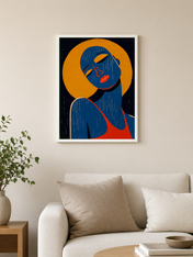 Modern Abstract Portrait Wall Art Print - white framed