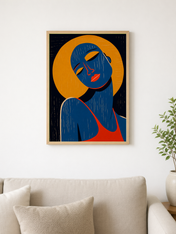 Modern Abstract Portrait Wall Art Print - wood framed poster