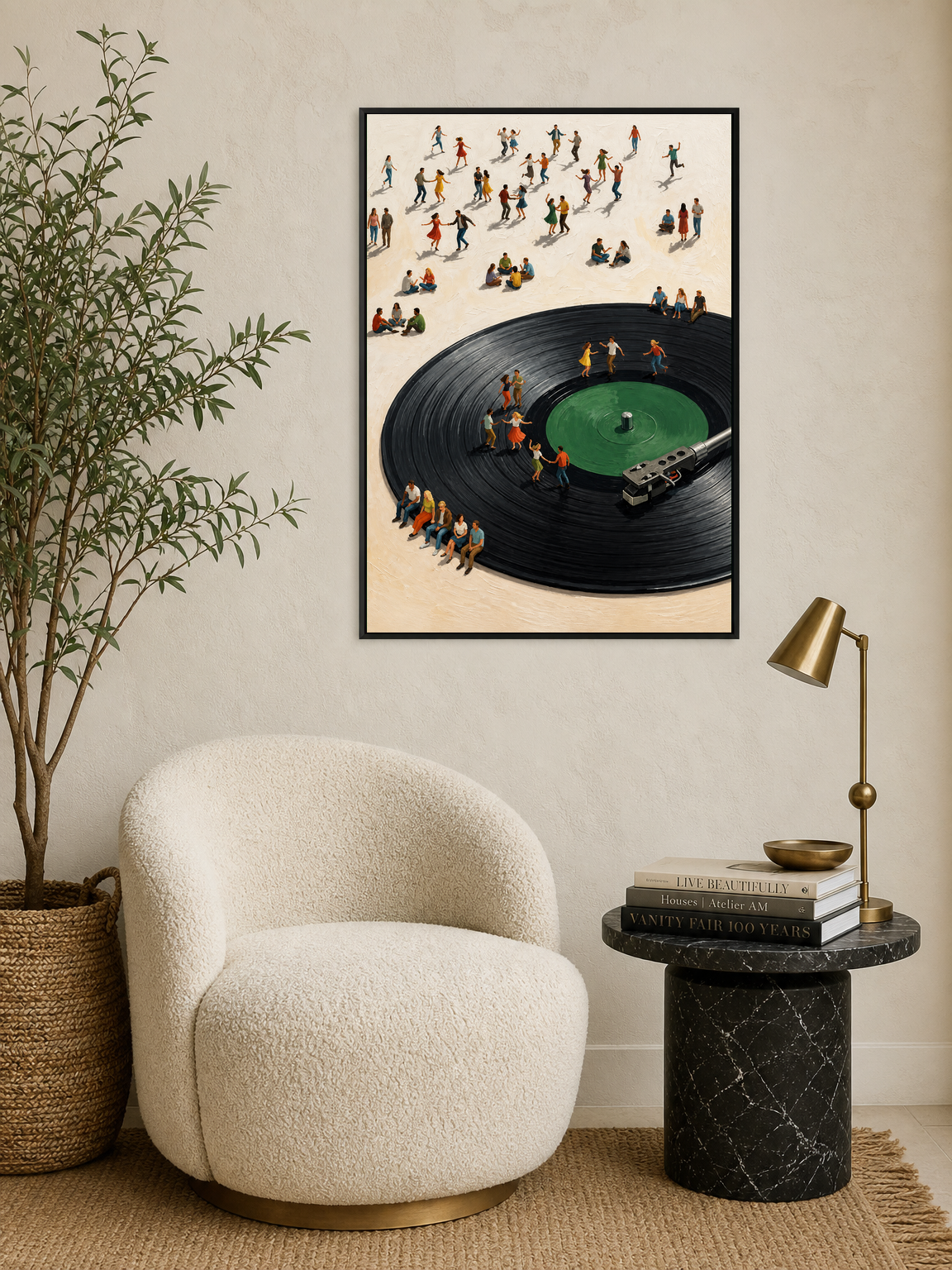 Dancing on the Record Wall Art Print - black framed