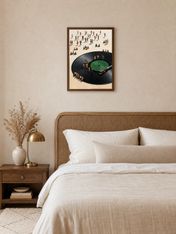 Dancing on the Record Wall Art Print - dark wood framed