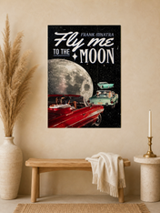 Fly Me To The Moon Retro Car Wall Art Print - unframed mockup