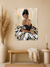 Elegant Feather Gown Fashion Wall Art Print - unframed mockup