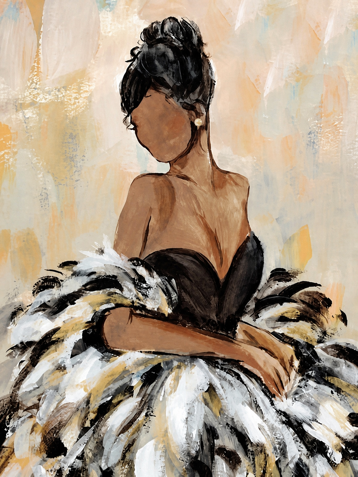 Elegant Feather Gown Fashion Wall Art Print - unframed
