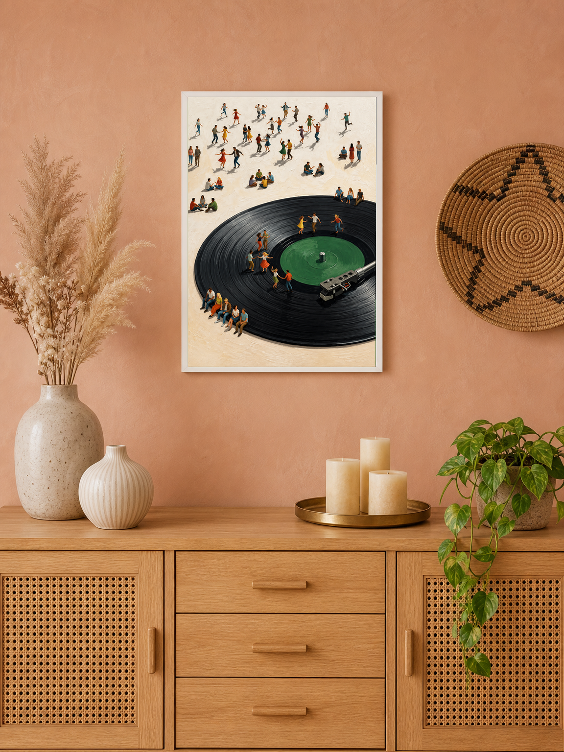 Dancing on the Record Wall Art Print - white framed