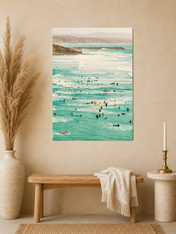 Surf Crowd Ocean Photography Wall Art Print - unframed mockup