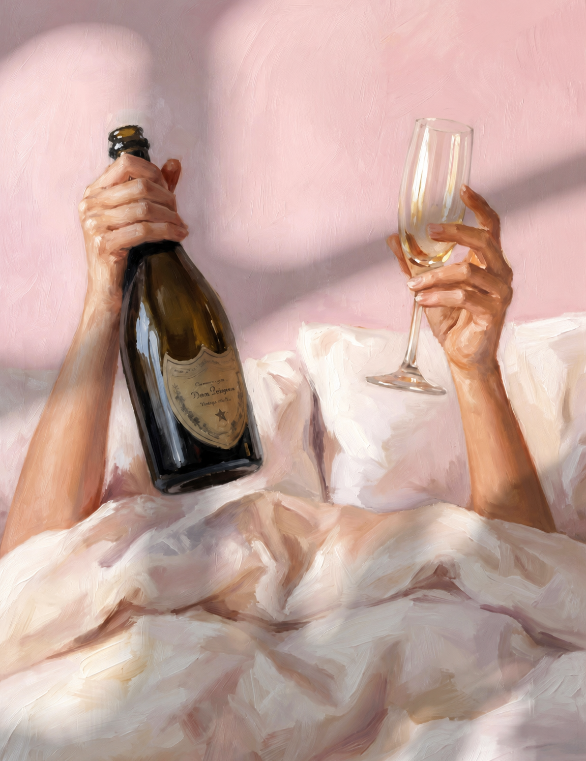 Champagne Morning Feminine Wall Art Print - unframed