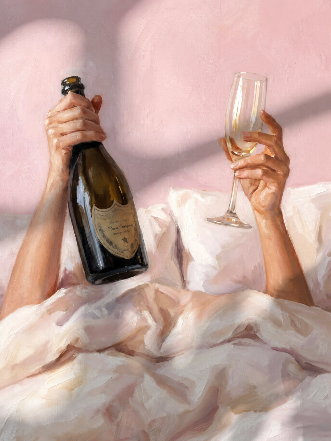 Champagne Morning Feminine Wall Art Print - unframed