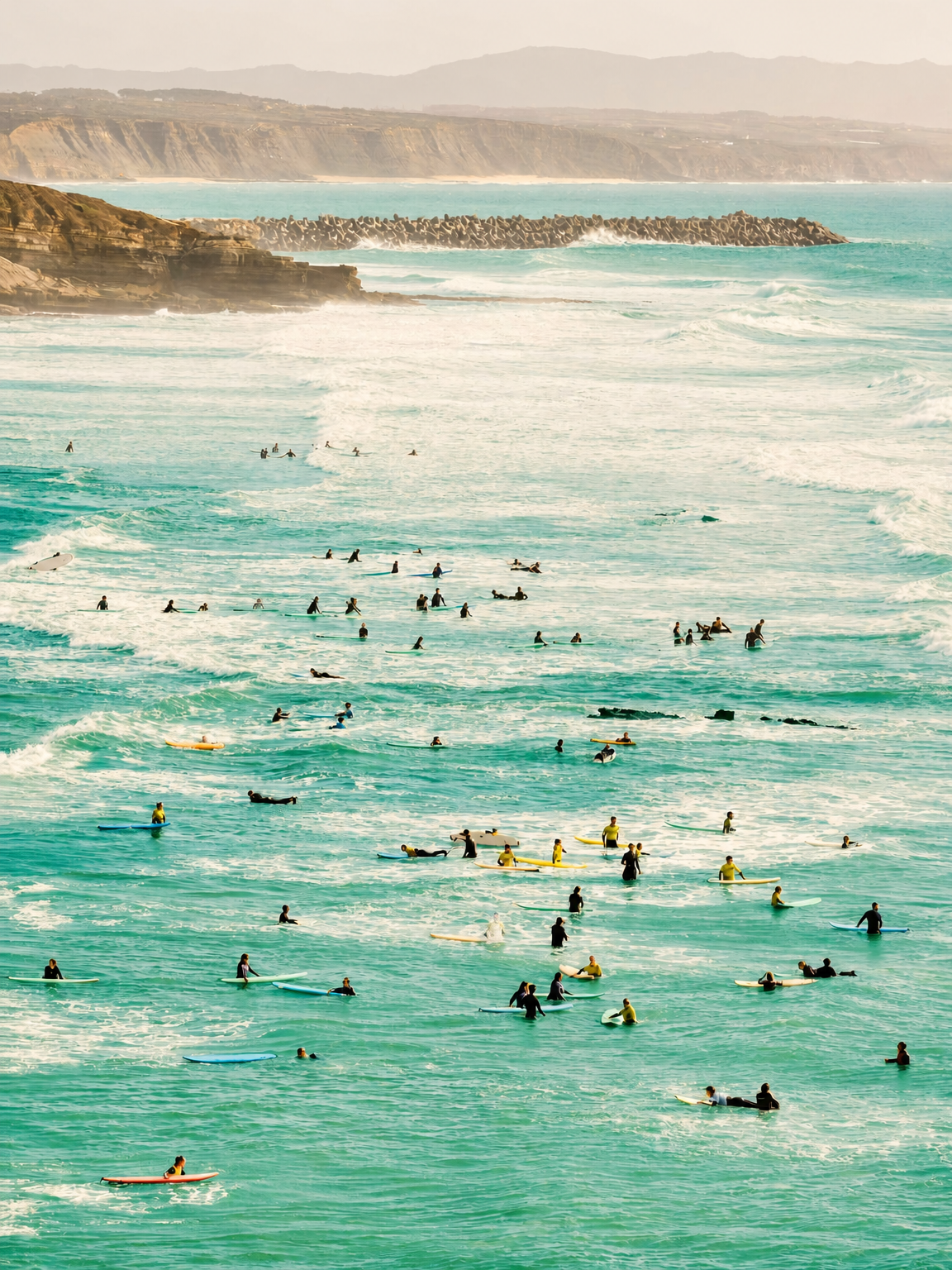 Surf Crowd Ocean Photography Wall Art Print - unframed