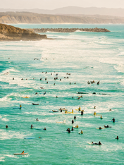 Surf Crowd Ocean Photography Wall Art Print - unframed