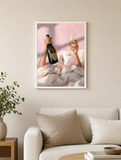 Champagne Morning Feminine Wall Art Print - white framed