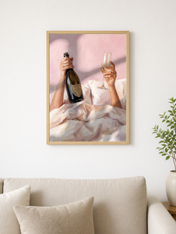 Champagne Morning Feminine Wall Art Print - wood framed poster