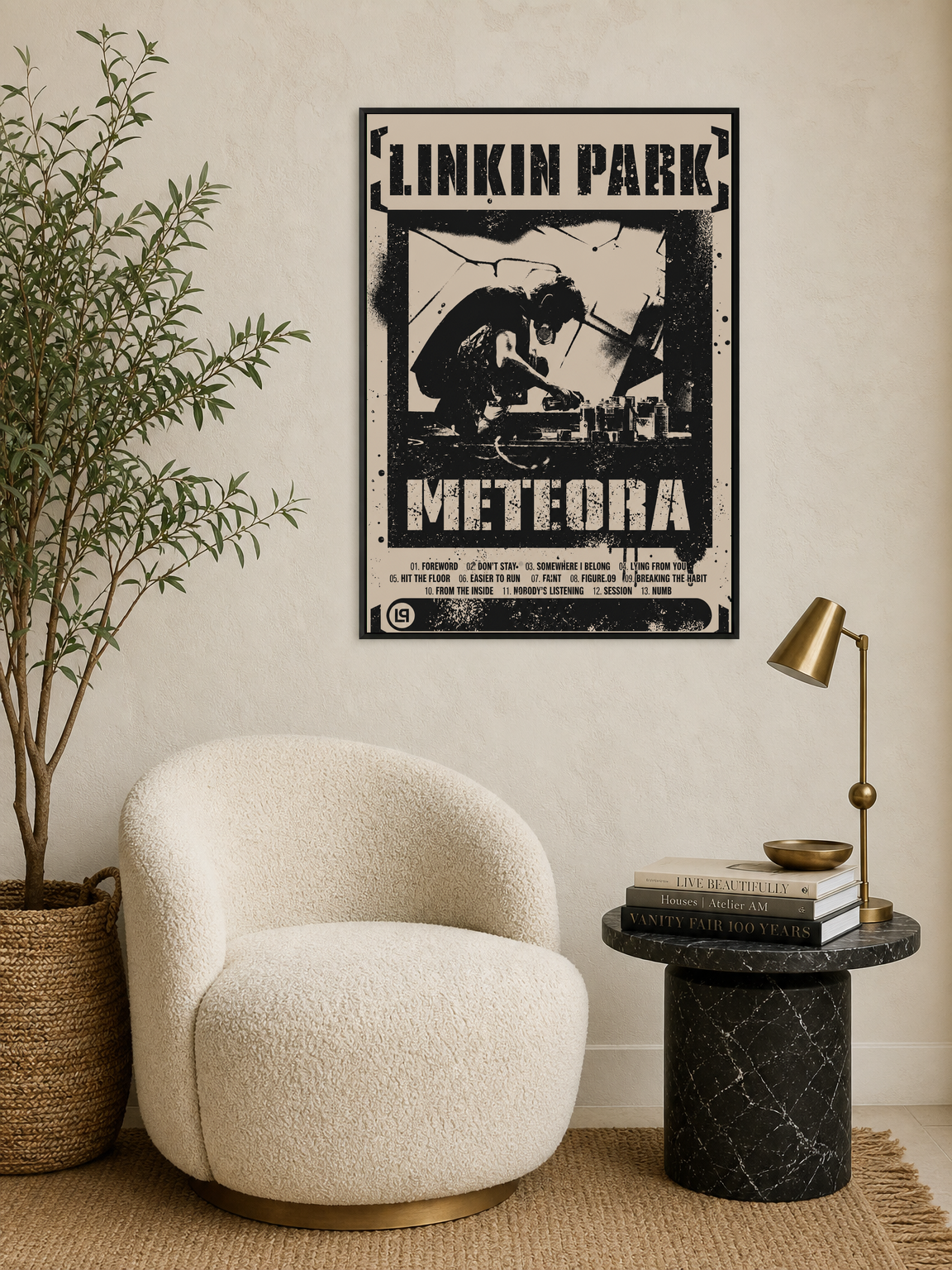 Linkin Park Meteora Poster Wall Art Print - black framed
