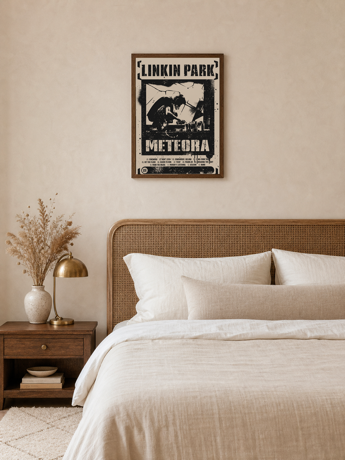 Linkin Park Meteora Poster Wall Art Print - dark wood framed
