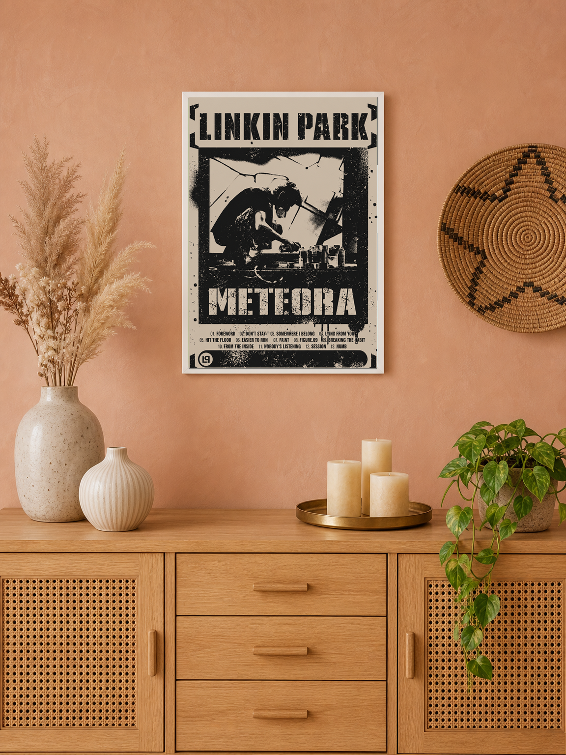 Linkin Park Meteora Poster Wall Art Print - white framed