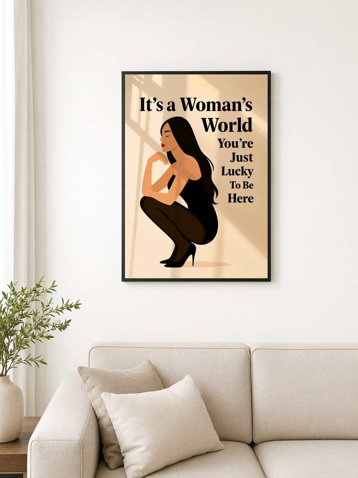 It’s a Woman’s World Feminine Wall Art Print - black framed