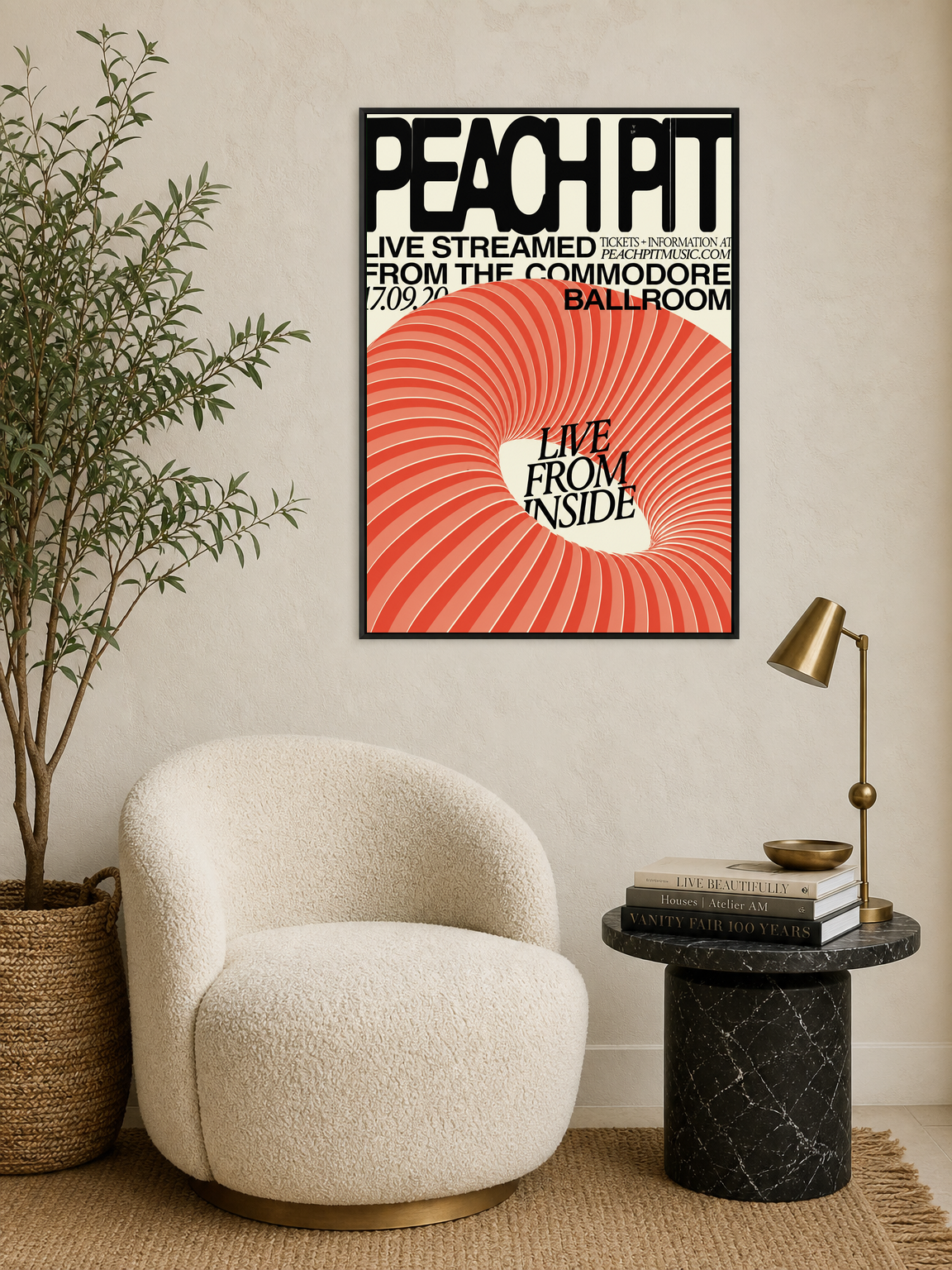Peach Pit Live From Inside Wall Art Print - black framed