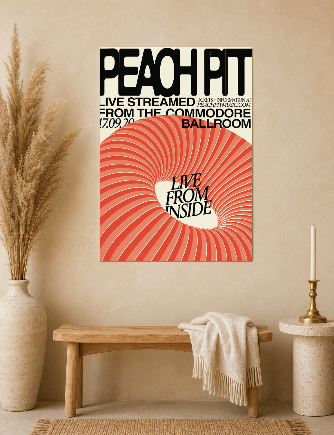 Peach Pit Live From Inside Wall Art Print - unframed mockup
