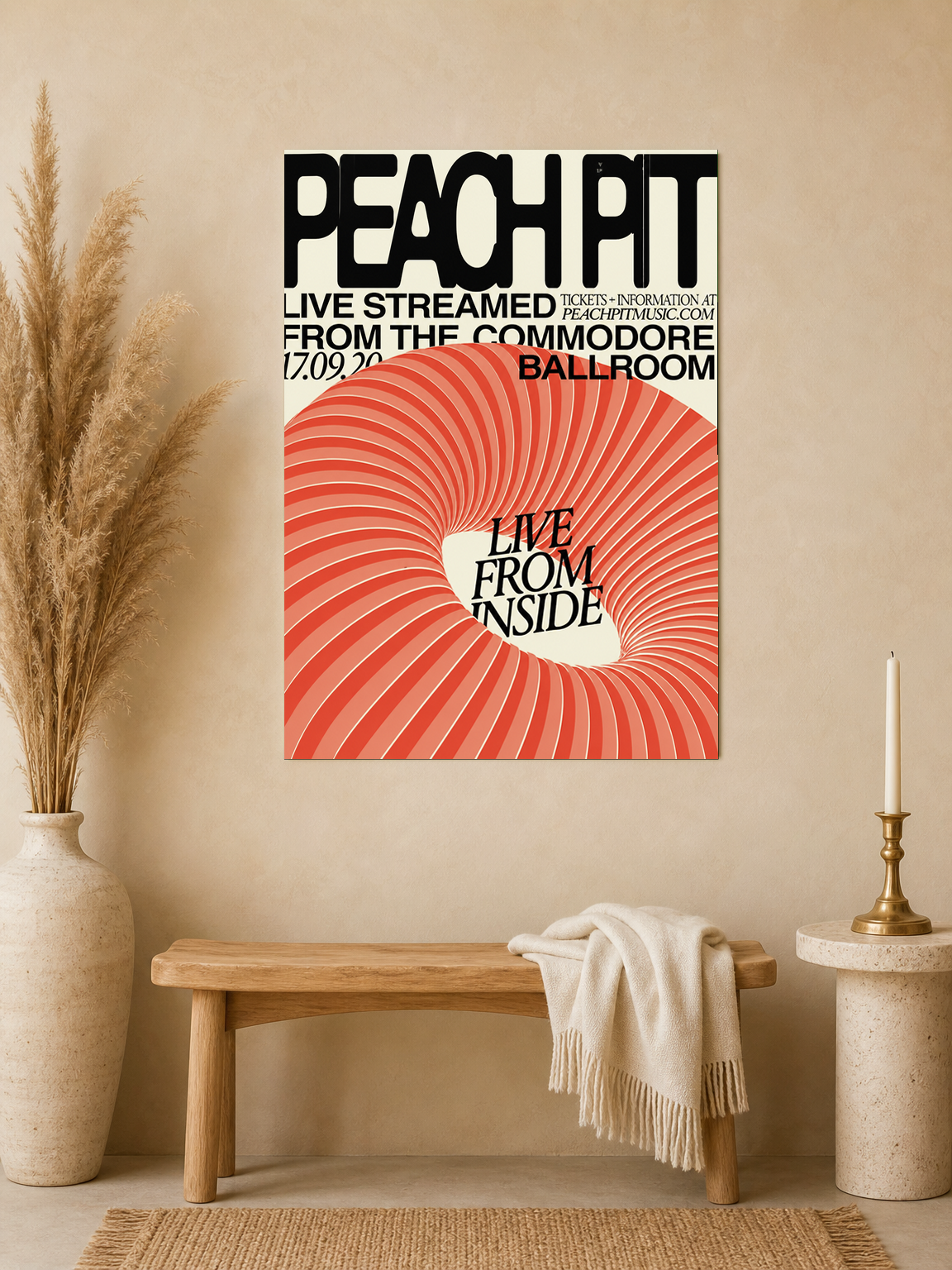 Peach Pit Live From Inside Wall Art Print - unframed mockup