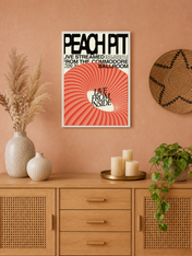 Peach Pit Live From Inside Wall Art Print - white framed