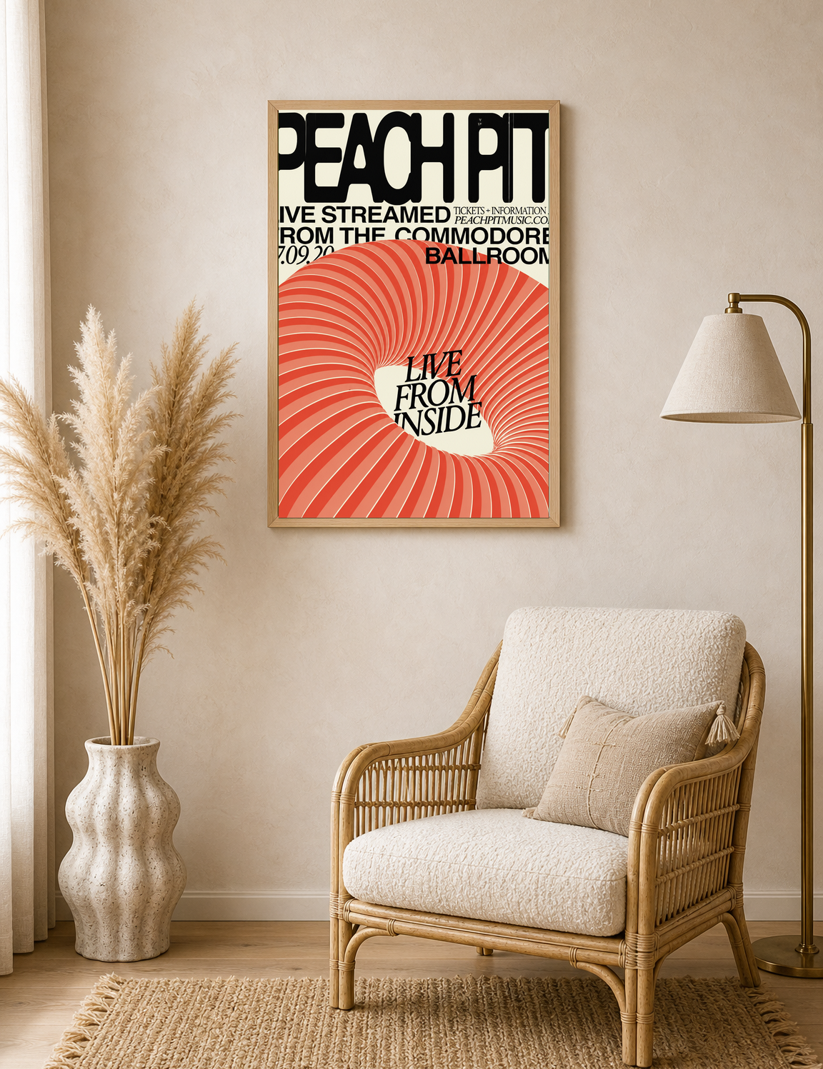 Peach Pit Live From Inside Wall Art Print - wood framed poster