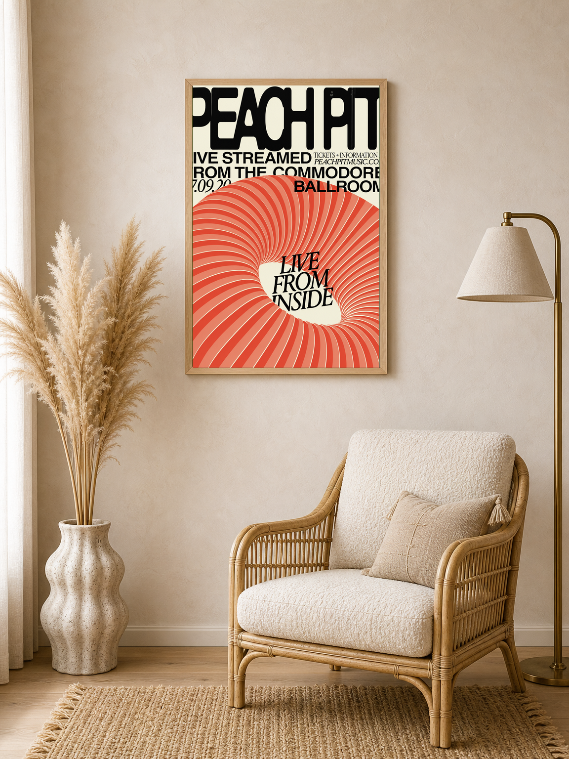 Peach Pit Live From Inside Wall Art Print - wood framed poster