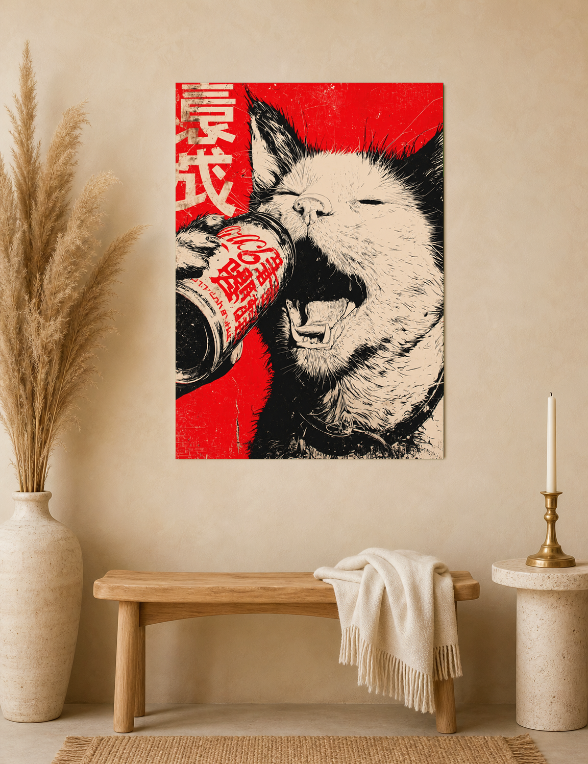 Japanese Punk Dog Soda Poster Wall Art Print - unframed mockup
