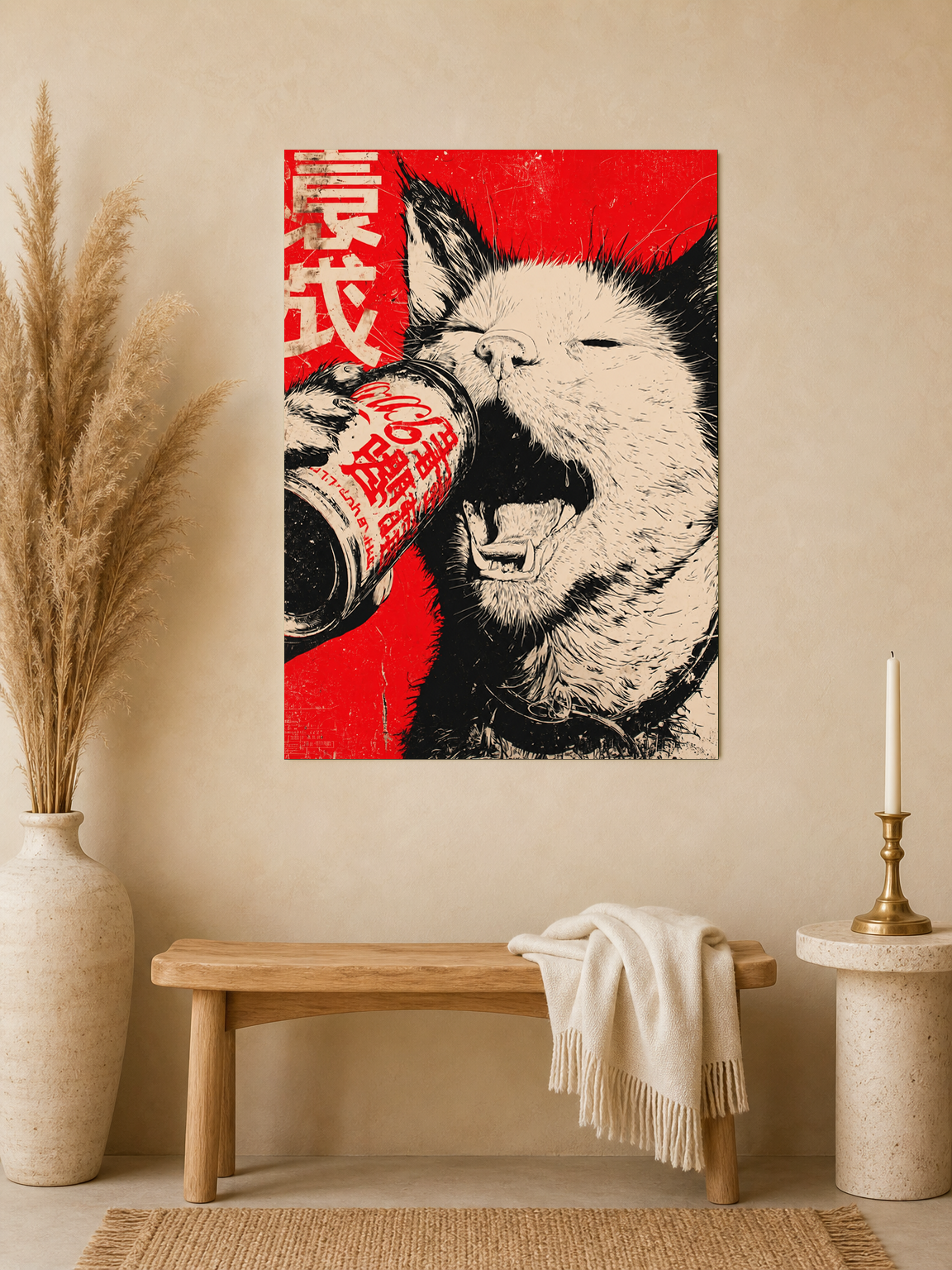 Japanese Punk Dog Soda Poster Wall Art Print - unframed mockup
