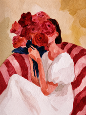 Woman with Roses Wall Art Print - unframed