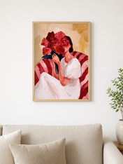 Woman with Roses Wall Art Print - wood framed poster