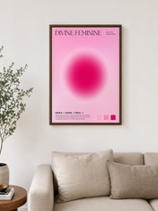 Divine Feminine Pink Aura Wall Art Print - dark wood framed