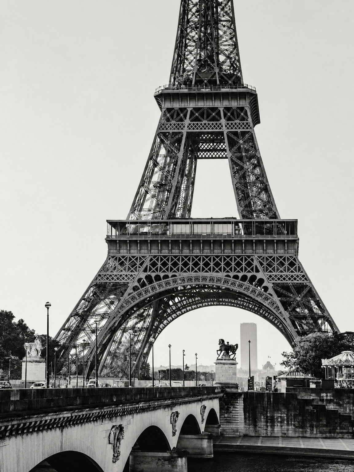Black and White Eiffel Tower Wall Art Print - unframed