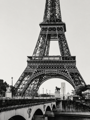 Black and White Eiffel Tower Wall Art Print - unframed