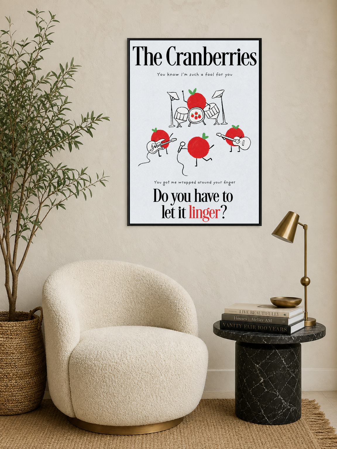 The Cranberries Linger Lyric Wall Art Print - black framed