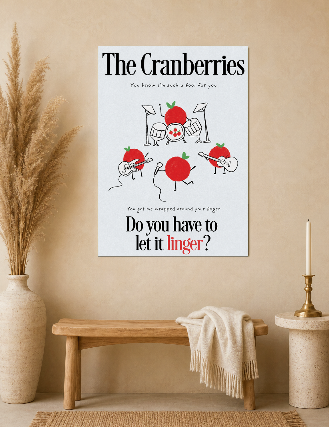 The Cranberries Linger Lyric Wall Art Print - unframed mockup
