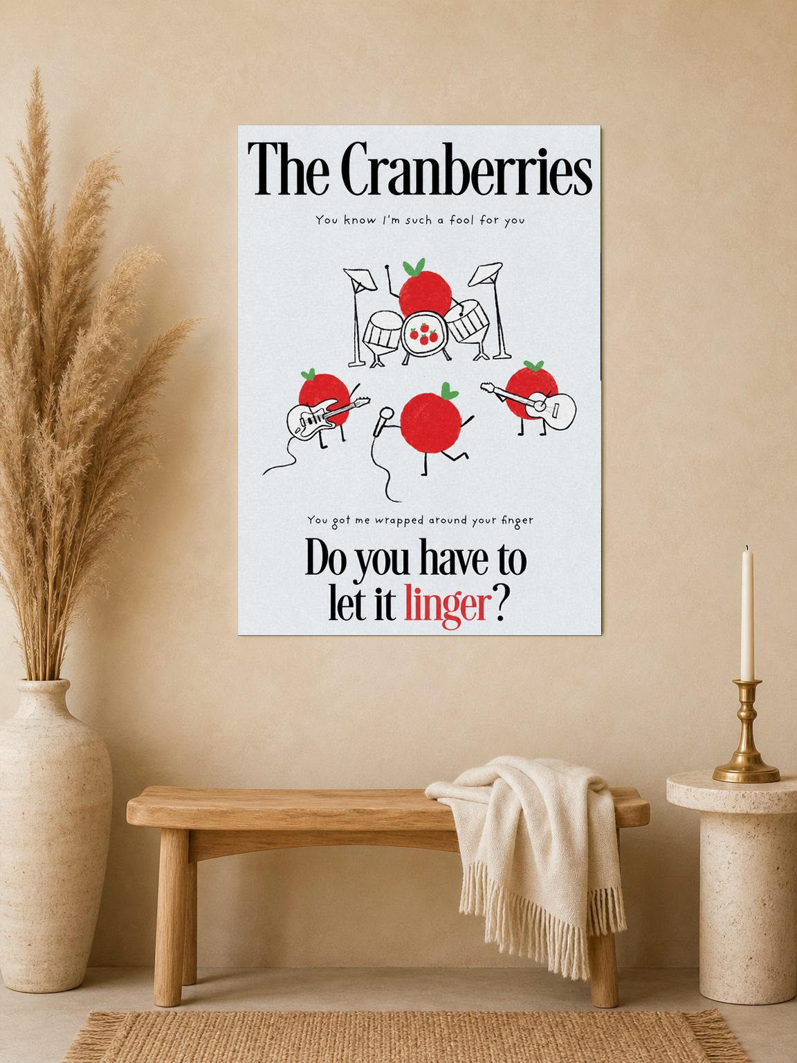 The Cranberries Linger Lyric Wall Art Print - unframed mockup