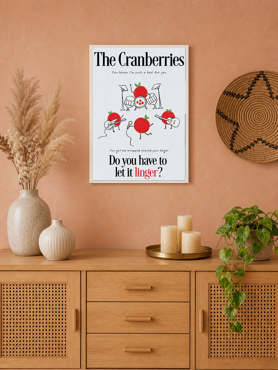 The Cranberries Linger Lyric Wall Art Print - white framed