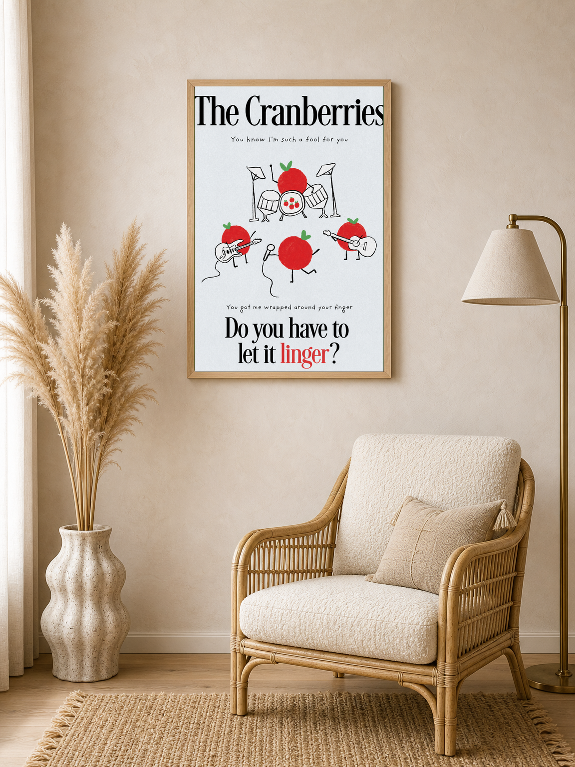 The Cranberries Linger Lyric Wall Art Print - wood framed poster