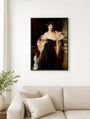 Elegant Lady in Black Gown Wall Art Print - black framed