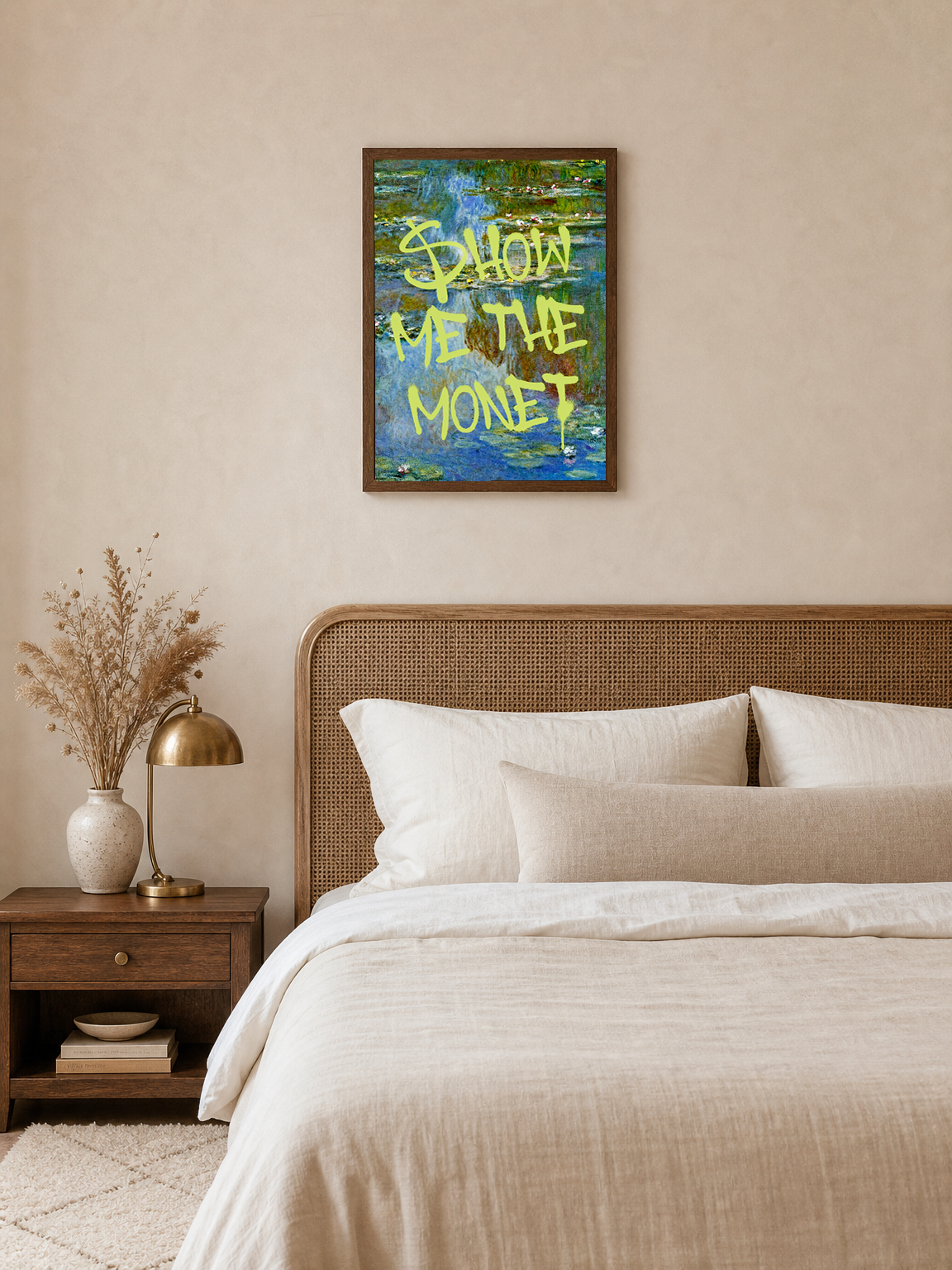 Show Me The Monet Wall Art Print - dark wood framed