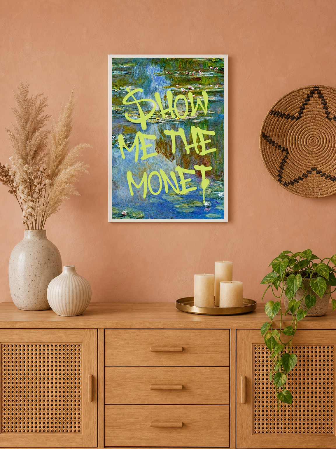 Show Me The Monet Wall Art Print - white framed